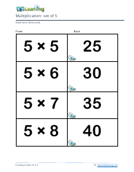 Math Facts Flashcards - Multiplication - Set of 3-5, Page 8