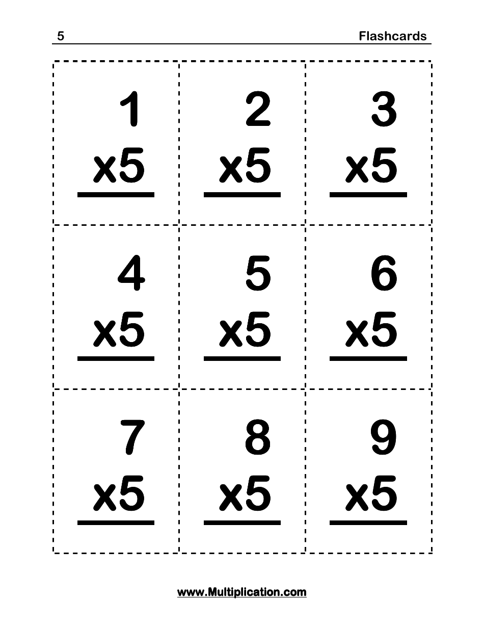 Math Flashcards Multiplication (5) Download Printable PDF
