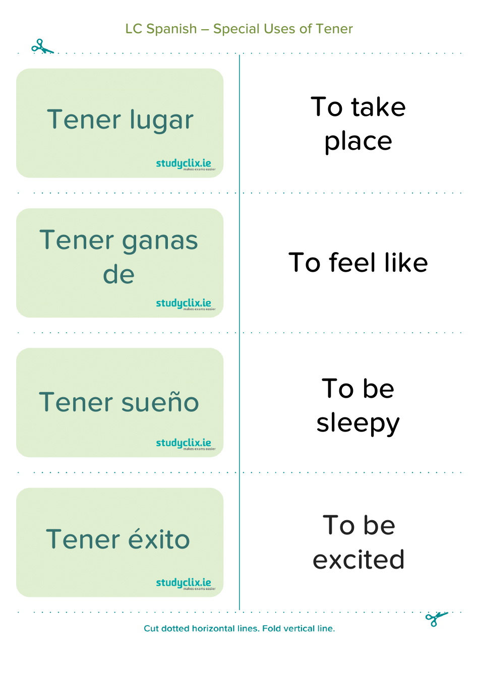 Spanish Flashcards - Diary Entry Phrases, Page 12