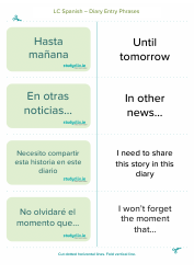 Spanish Flashcards - Diary Entry Phrases, Page 2