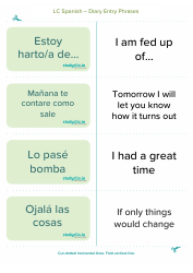 Spanish Flashcards - Diary Entry Phrases, Page 3