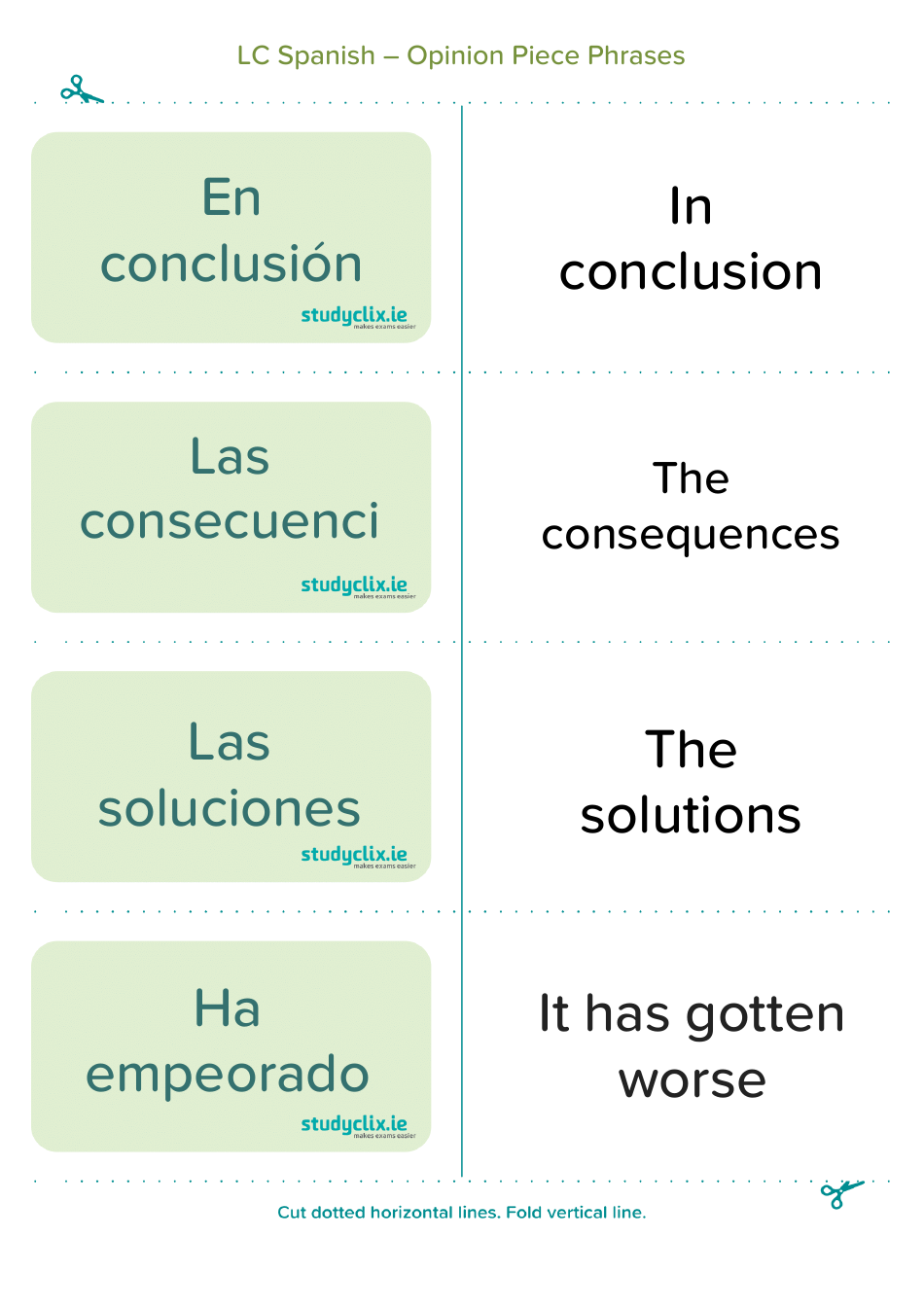 Spanish Flashcards - Diary Entry Phrases, Page 4