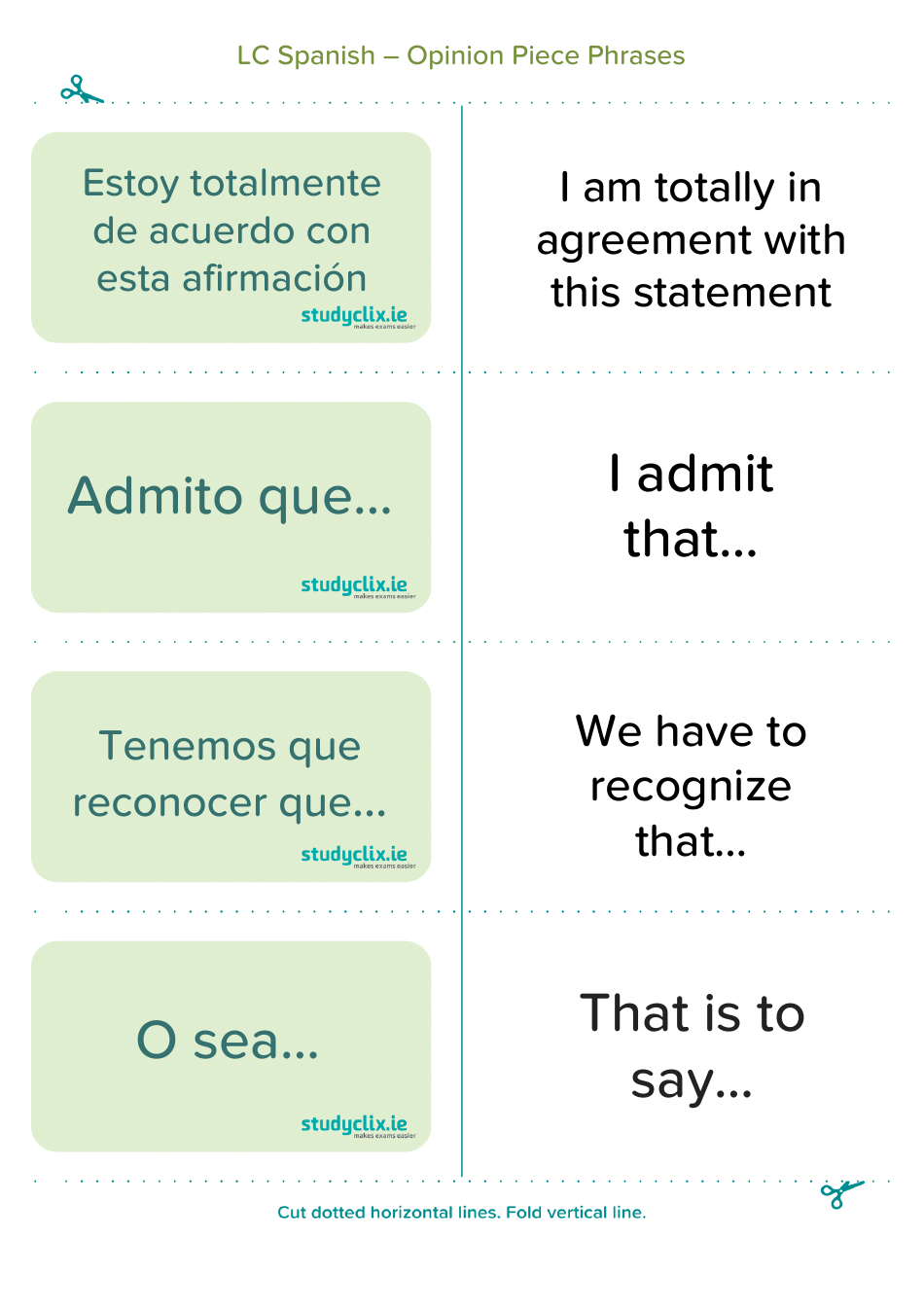 Spanish Flashcards - Diary Entry Phrases, Page 5