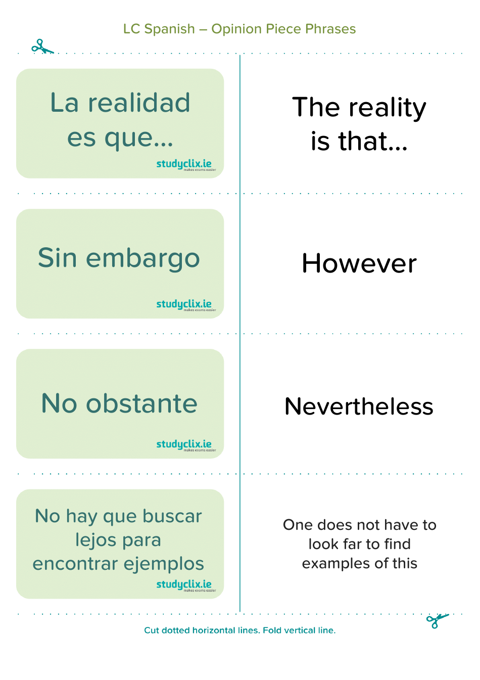 Spanish Flashcards - Diary Entry Phrases, Page 6