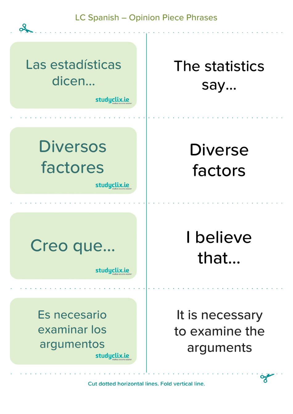 Spanish Flashcards - Diary Entry Phrases, Page 8