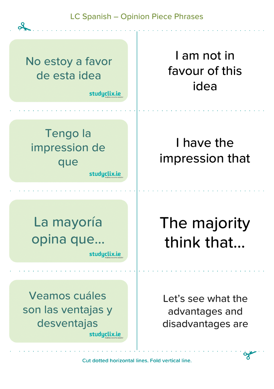 Spanish Flashcards - Diary Entry Phrases, Page 9