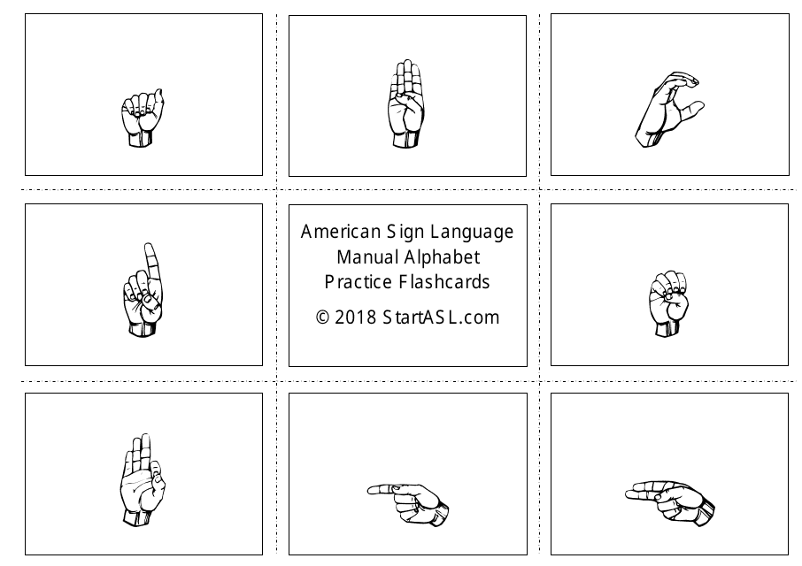 American Sign Language Manual Alphabet Practice Flashcards