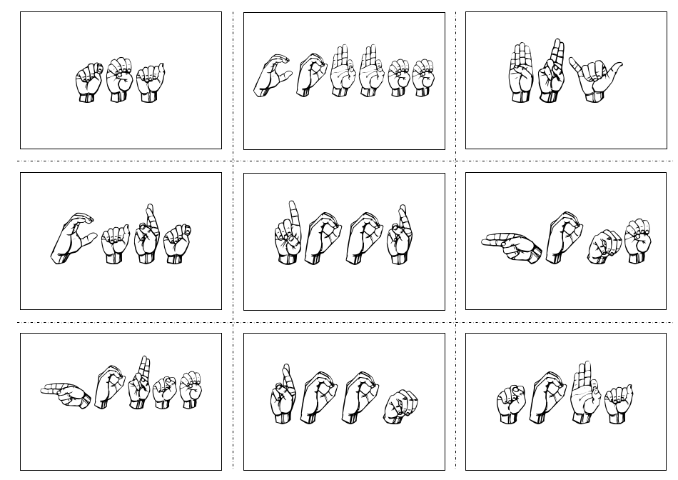 American Sign Language Manual Alphabet Practice Flashcards, Page 21