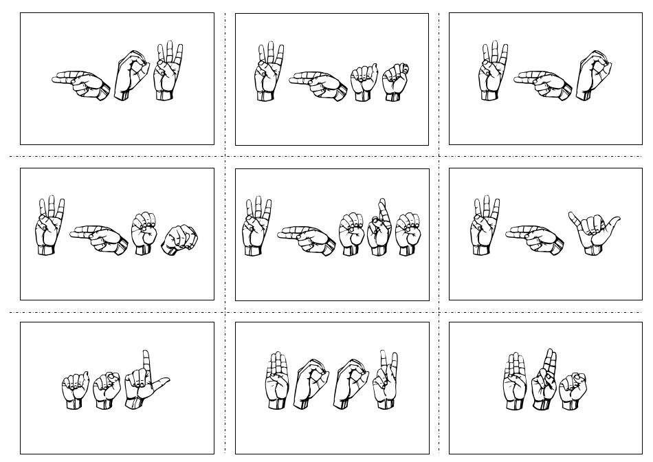 American Sign Language Manual Alphabet Practice Flashcards, Page 25
