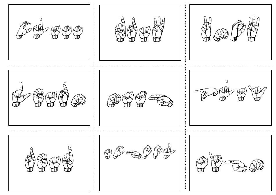 American Sign Language Manual Alphabet Practice Flashcards, Page 27
