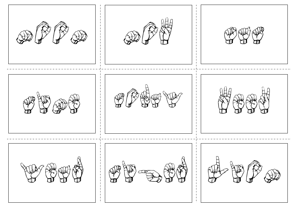 American Sign Language Manual Alphabet Practice Flashcards, Page 31