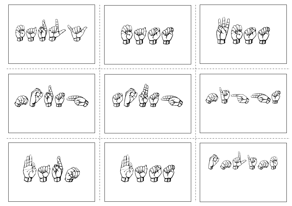 American Sign Language Manual Alphabet Practice Flashcards, Page 43
