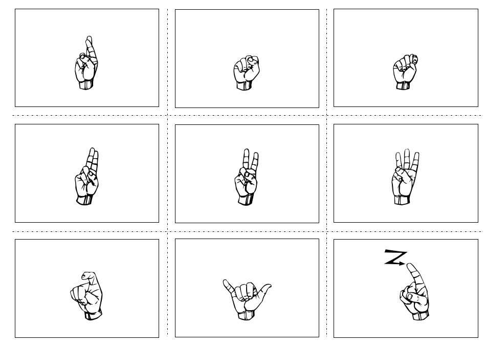 American Sign Language Manual Alphabet Practice Flashcards, Page 5
