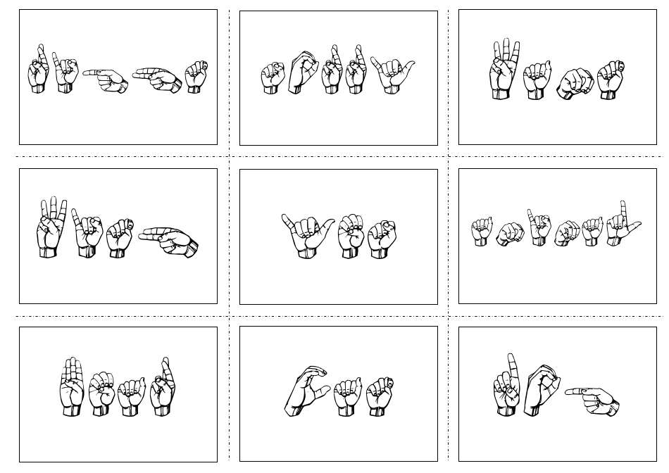American Sign Language Manual Alphabet Practice Flashcards, Page 9