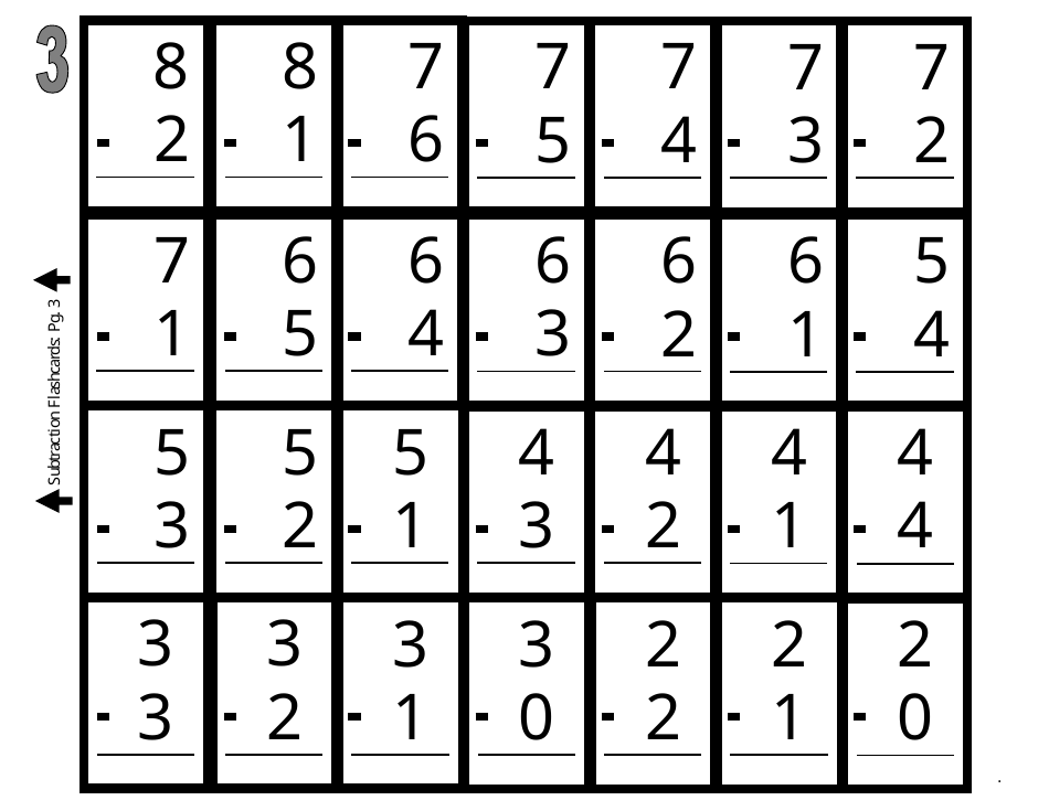 Subtraction Flash Cards, Page 6