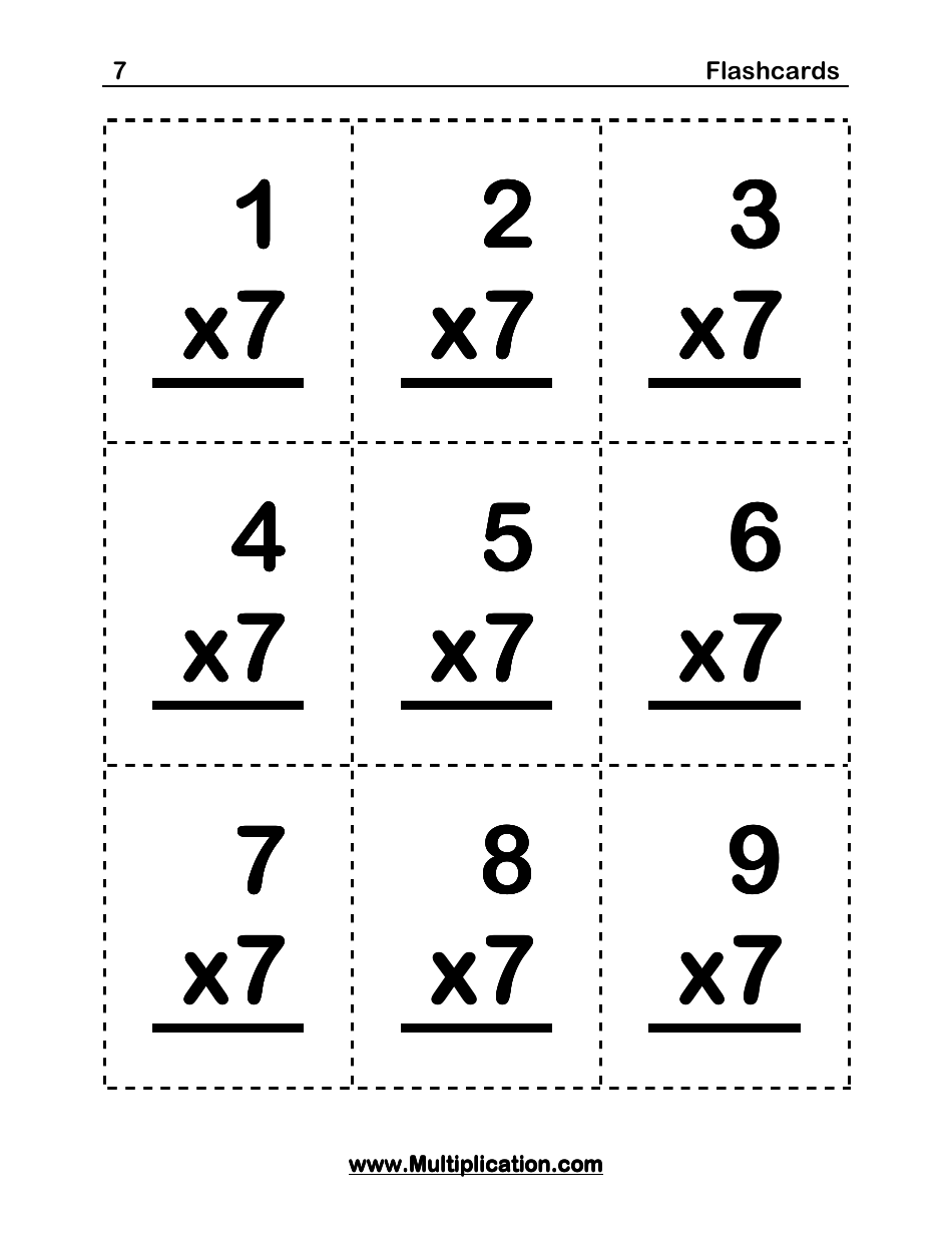 Math Flashcards - Multiplication (7), Page 1