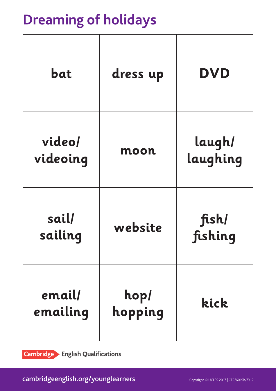 Cambridge A1 English Flashcards, Page 34