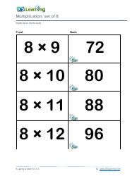 Math Facts Flashcards - Multiplication - Set of 6-8, Page 9