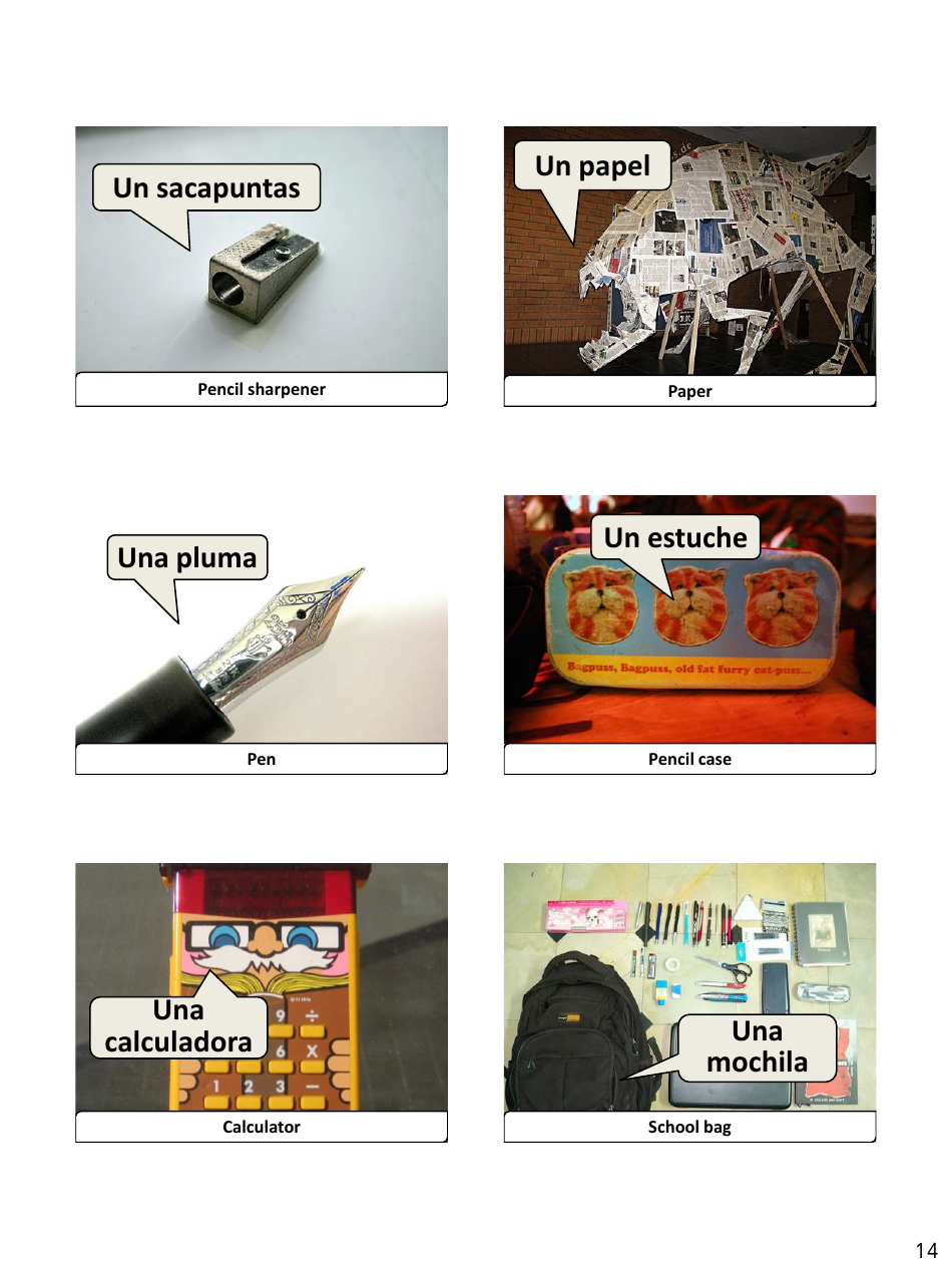 Spanish Vocab Revision Flashcards - School, Page 14