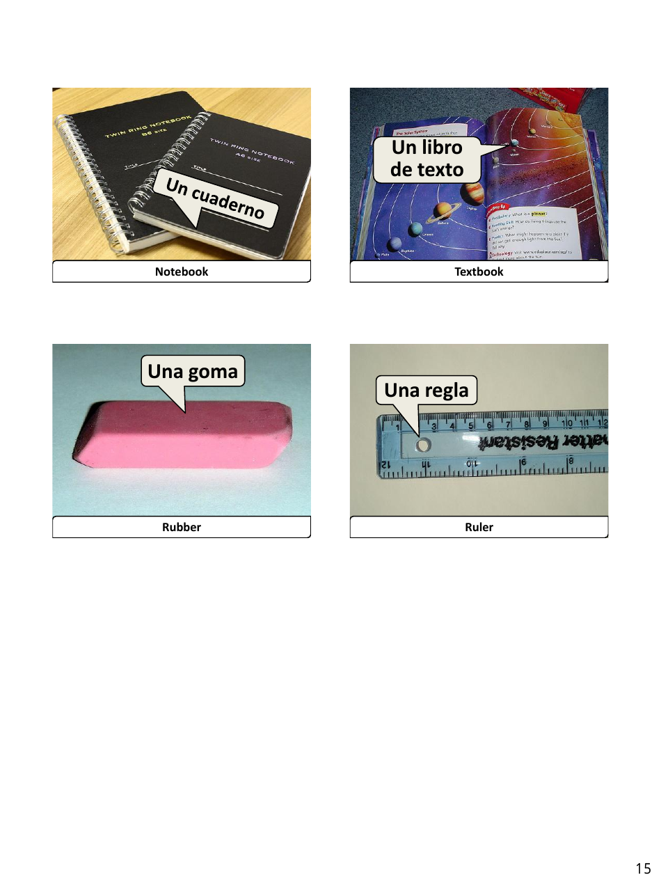 Spanish Vocab Revision Flashcards - School, Page 15