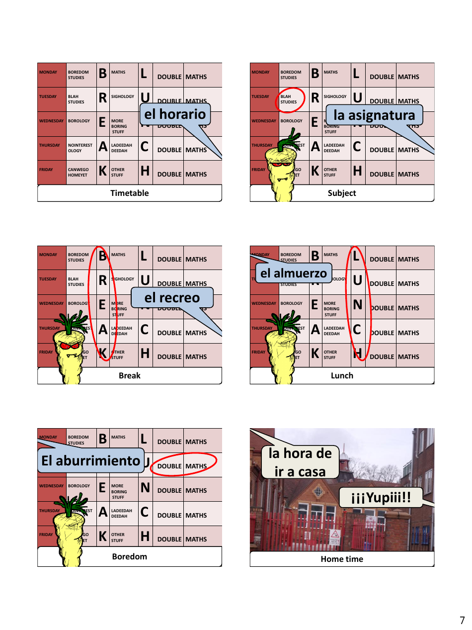Spanish Vocab Revision Flashcards - School, Page 7