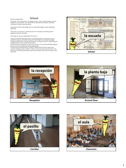 Spanish Vocab Revision Flashcards - School