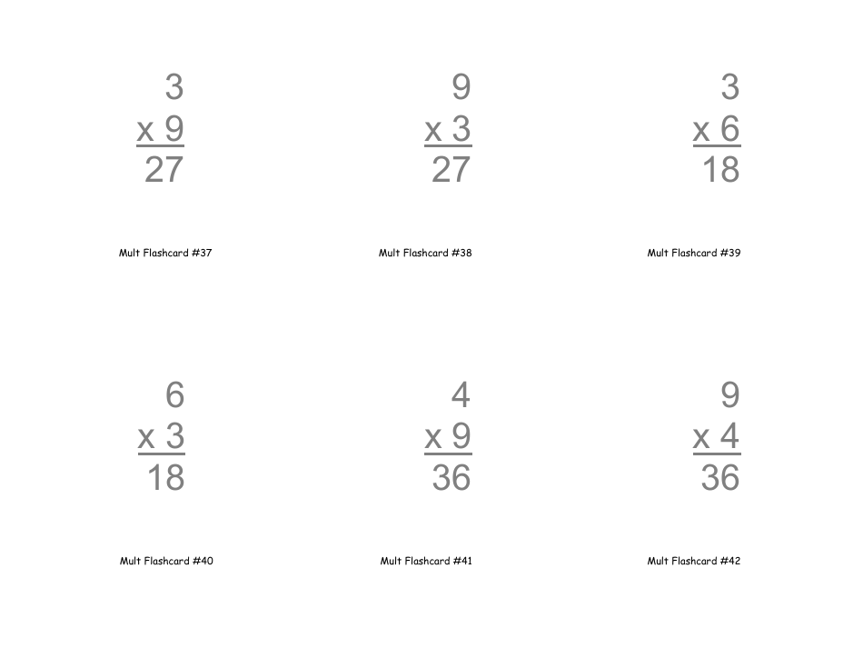 Multiplication Flashcards, Page 13