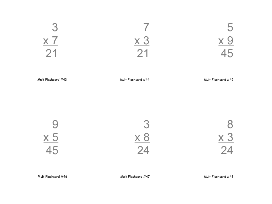 Multiplication Flashcards, Page 15