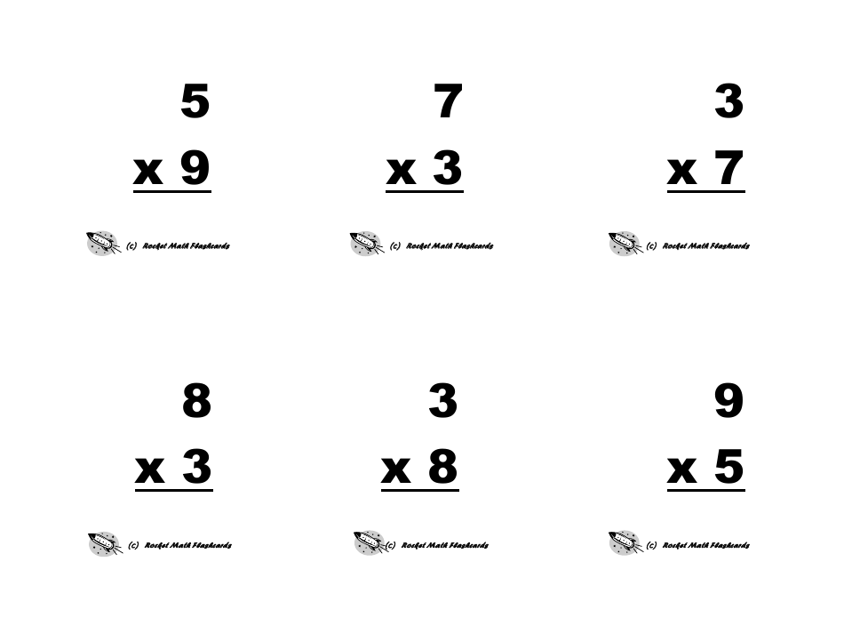 Multiplication Flashcards, Page 16
