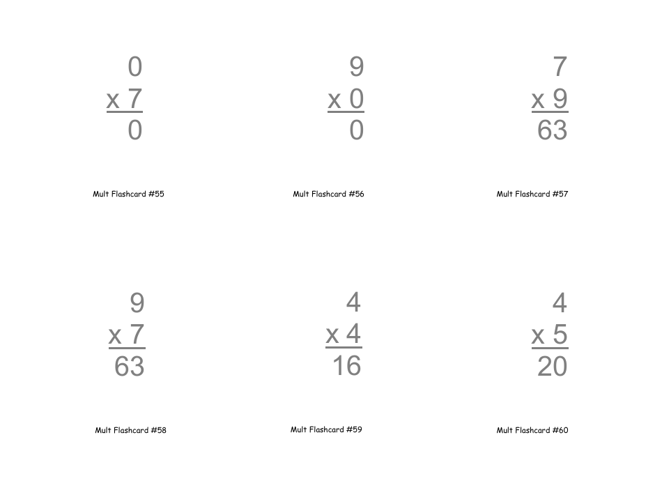 Multiplication Flashcards, Page 19