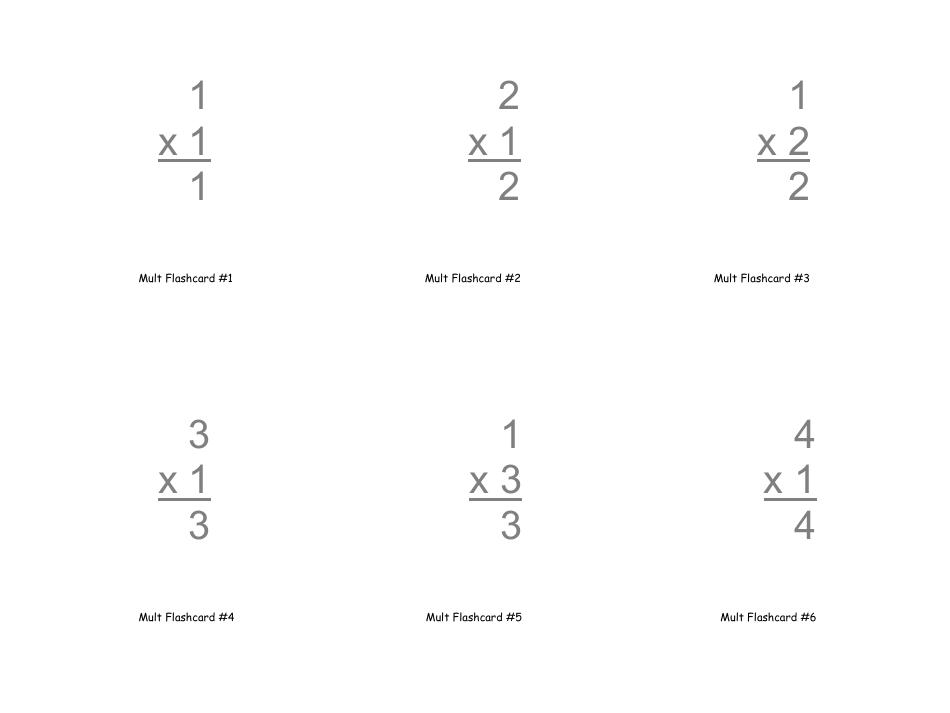 Multiplication Flashcards, Page 1