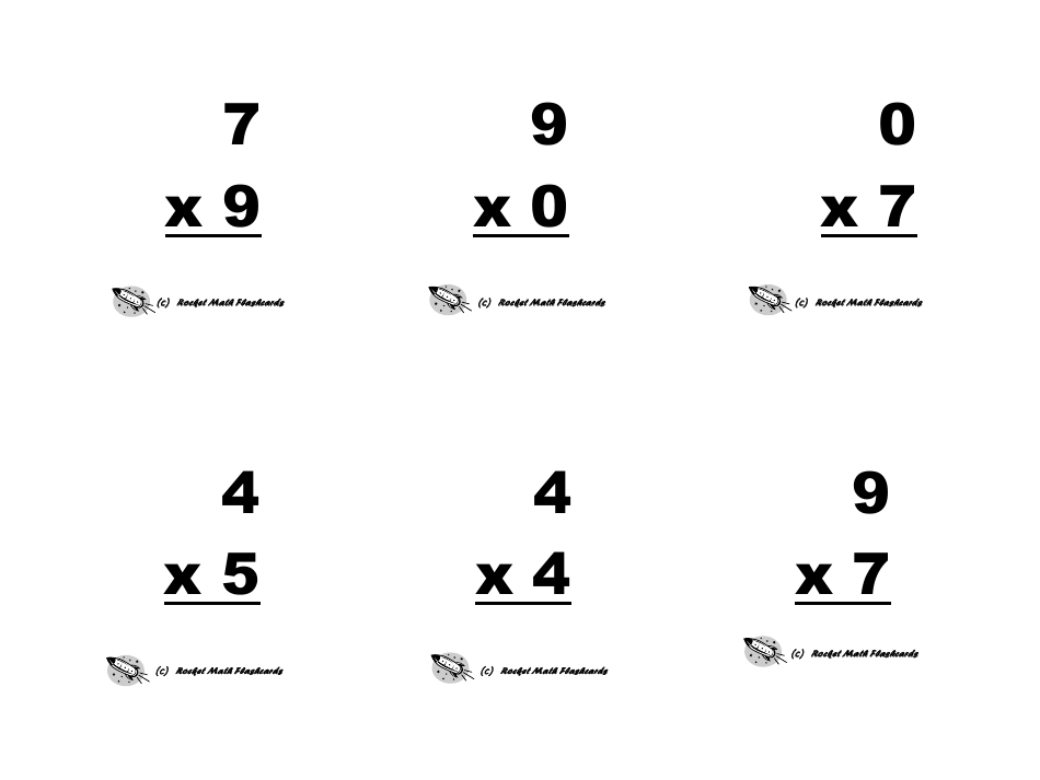 Multiplication Flashcards, Page 20