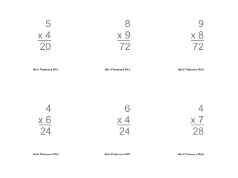 Multiplication Flashcards, Page 21