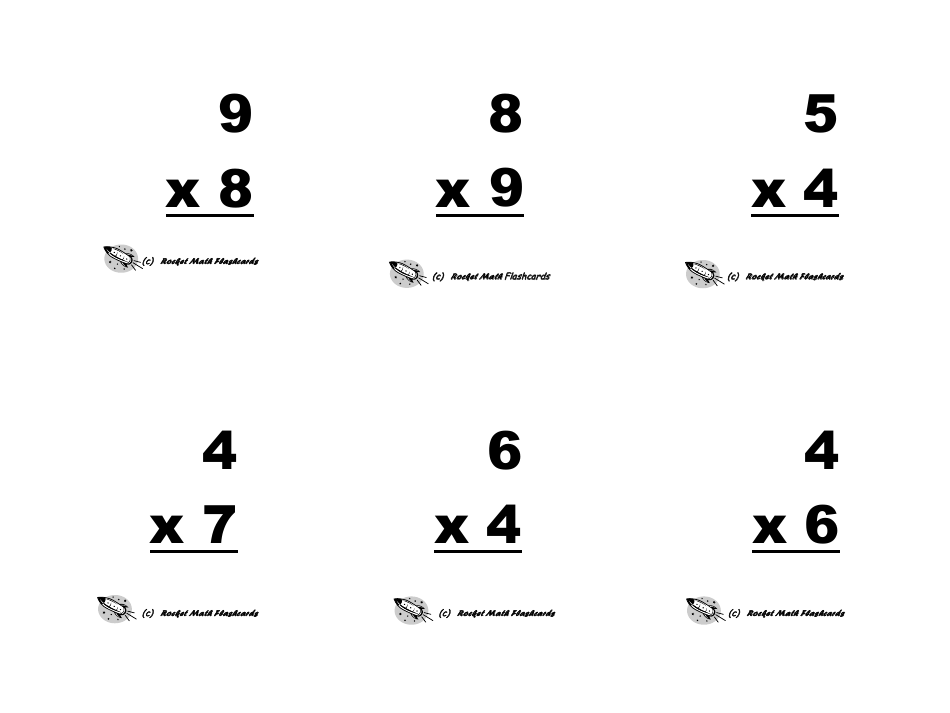 Multiplication Flashcards, Page 22