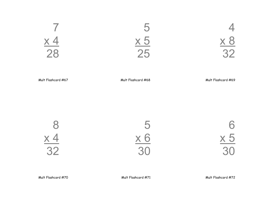 Multiplication Flashcards, Page 23