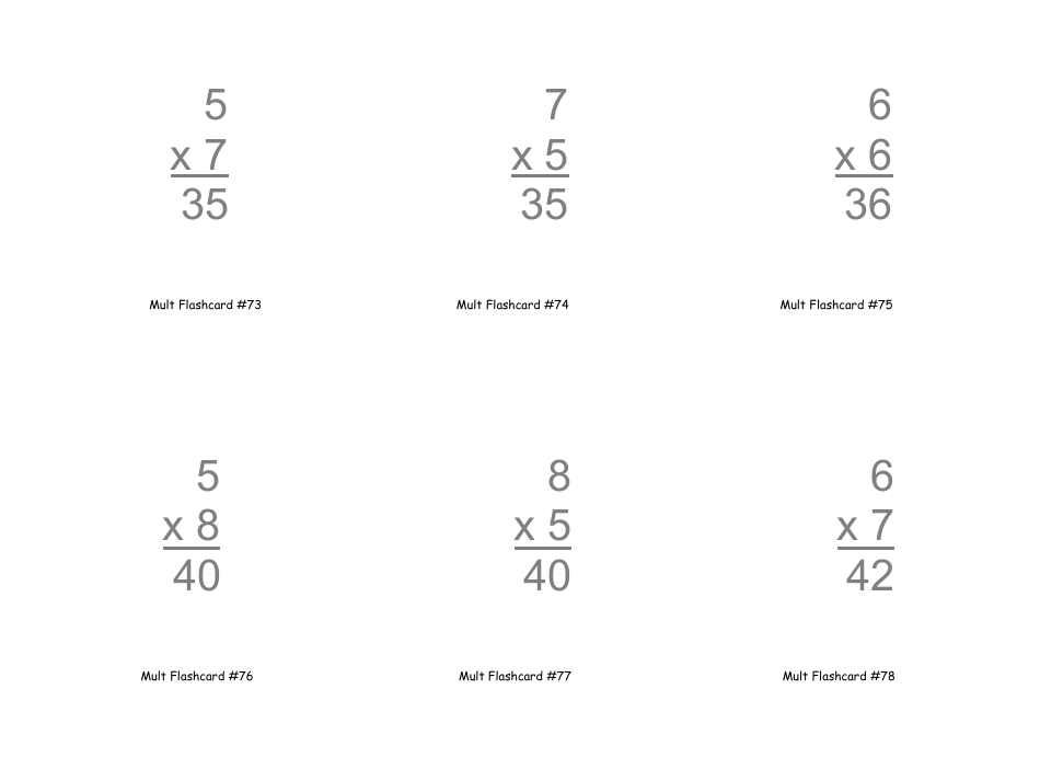 Multiplication Flashcards, Page 25