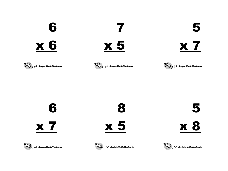 Multiplication Flashcards, Page 26