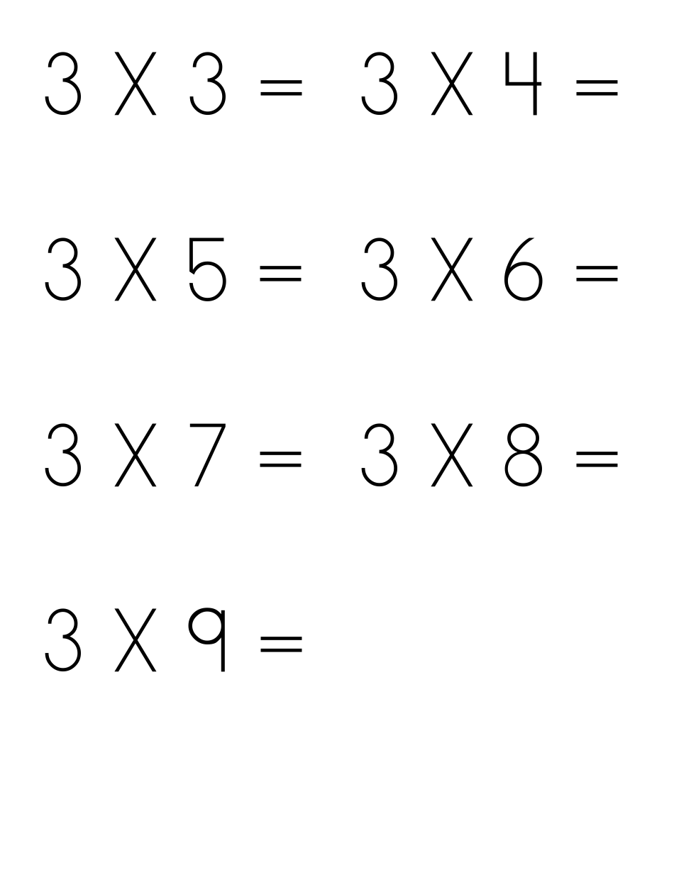 Multiplication Flashcards - 2 Through 9, Page 3