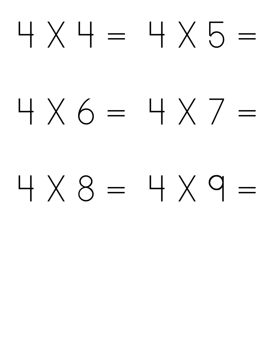 Multiplication Flashcards - 2 Through 9, Page 5