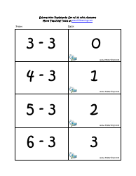 Subtraction Math Flashcards With Answers, Page 10