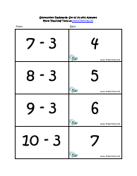 Subtraction Math Flashcards With Answers, Page 11