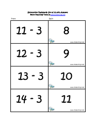 Subtraction Math Flashcards With Answers, Page 12