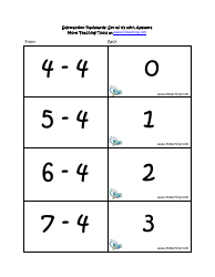 Subtraction Math Flashcards With Answers, Page 13
