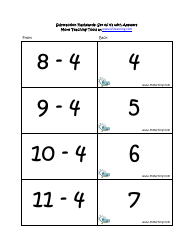 Subtraction Math Flashcards With Answers, Page 14
