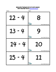 Subtraction Math Flashcards With Answers, Page 15