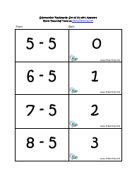 Subtraction Math Flashcards With Answers, Page 16
