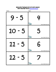 Subtraction Math Flashcards With Answers, Page 17