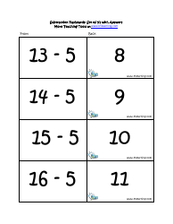 Subtraction Math Flashcards With Answers, Page 18