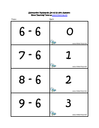 Subtraction Math Flashcards With Answers, Page 19