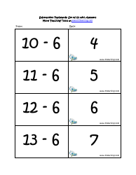 Subtraction Math Flashcards With Answers, Page 20